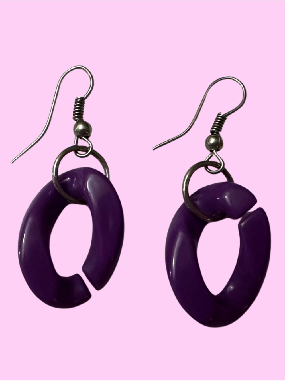 Bold Purple Hoop Drop Earrings for Women